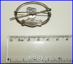 Rare, Antique Victorian Fede Clasped Hands & Irish Marble Harp Penannular Brooch