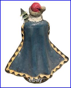 Rare Antique Victorian Hand painted On Metal 3D Santa In Cape with Tree