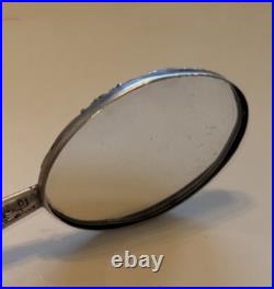 Rare Antique Victorian Sterling Silver Miniature Chatelaine Hand Mirror Cherubs