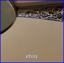 Rare Antique Victorian Sterling Silver Miniature Chatelaine Hand Mirror Cherubs