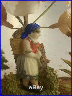 Rare Antique Wax Valentine Victorian Diorama Under Hand Blown Glass Dome