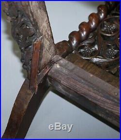 Rare Circa 1880 Burmese Solid Rosewood Hand Carved Floral Chair High Back Ornate