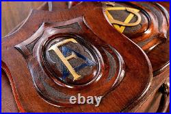 Rare Hand Carved Wood Antique Victorian Fraternal Shield Wall Plaques