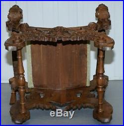 Rare Italian Renaissance Hand Carved Walnut Chair / Bench Seat Cherubs Dragons