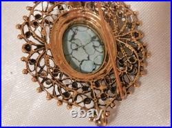 Rare OOAK Hand Made Victorian Turquiose Seed Pearl 14k gold brooch FABulous 18j5