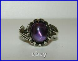 Rare, Superb, Antique Victorian Sterling Silver Fede Gimmel Hands Amethyst Ring