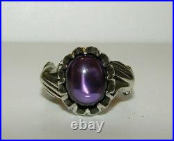 Rare, Superb, Antique Victorian Sterling Silver Fede Gimmel Hands Amethyst Ring