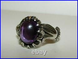 Rare, Superb, Antique Victorian Sterling Silver Fede Gimmel Hands Amethyst Ring