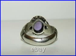 Rare, Superb, Antique Victorian Sterling Silver Fede Gimmel Hands Amethyst Ring