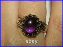 Rare, Superb, Antique Victorian Sterling Silver Fede Gimmel Hands Amethyst Ring