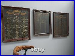 Rare Trio Antique Vintage Victorian AOF Honours Boards Signs Gilt Hand Painted