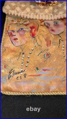Rare Victorian Elaine ES8 HAND PAINTED PURSE WITH BROOCH