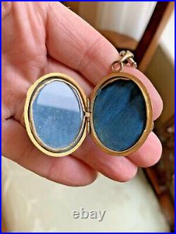 Rare Victorian Gold Filled Hand Painted Portrait Necklace Locket 1890's Mint