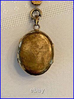 Rare Victorian Gold Filled Hand Painted Portrait Necklace Locket 1890's Mint