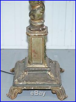 Rare Victorian Hand Painted Italian Venetian Uplighter Floor Standing Lamp