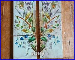 Rare Victorian Set of 10 Fireplace Tiles, Hand Painted 1885