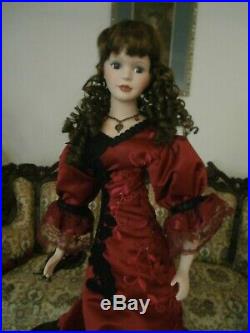 Rare Vintage Victorian Style Doll Hand Grafted Large 28 Inch Bisque Porcelain