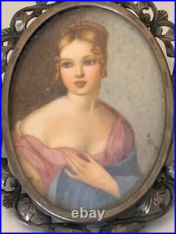 Remarkable Antique Artist Cameo brooch & Pendant Portrait Hand painted -Signed