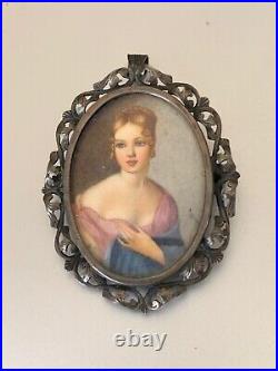 Remarkable Antique Artist Cameo brooch & Pendant Portrait Hand painted -Signed