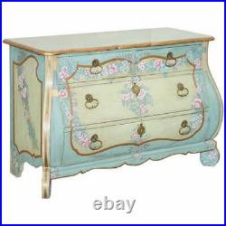 Restoration Needed Swedish Painted Serpentine Chest Of Drawers Hand Painted