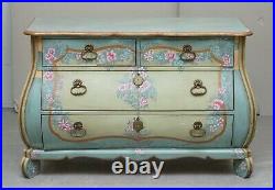 Restoration Needed Swedish Painted Serpentine Chest Of Drawers Hand Painted