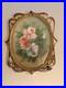 Romantic French Victorian Brooch Hand painted & Signed RENA Flowers 1 3/4