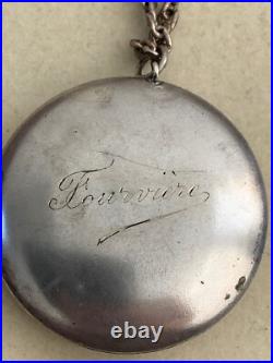 Romantique French Antique Necklace -Sterling silver powder box with mirror -Rose