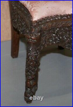 Rosewood Hand Carved Anglo Indian Burmese Chair With Floral Detailing All Over