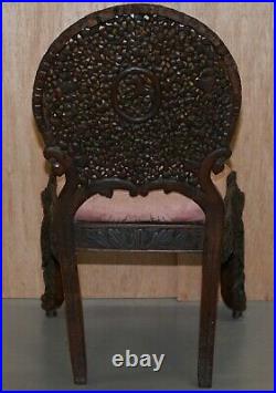 Rosewood Hand Carved Anglo Indian Burmese Chair With Floral Detailing All Over