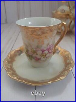 Royal Crown Hand Painted 15 pc Vintage Gilded Tea Set A COLLECTOR'S DREAM