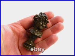 SUPERB Antique Victorian Bronze Wax Hand Seal Sceau Peseau PUTTI SHAPE L@@K