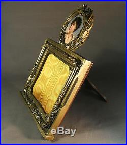 SUPERB LARGE 19th. CENTURY PICTURE FRAME & HAND PAINTED PORCELAIN MINIATURE