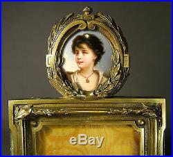 SUPERB LARGE 19th. CENTURY PICTURE FRAME & HAND PAINTED PORCELAIN MINIATURE