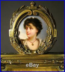 SUPERB LARGE 19th. CENTURY PICTURE FRAME & HAND PAINTED PORCELAIN MINIATURE