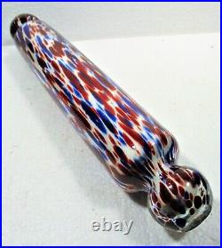 Scarce Hand Blown 19th C. Glass Whimsy Spatterware Kitchen Rolling Pin Nm