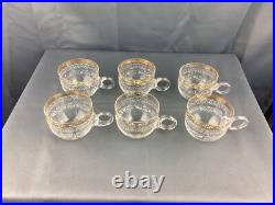 Set/6 Antique Victorian Hand Blown Hand Painted Glass Punch Cups Gold Rim Set/6 Antique Victorian Hand Blown Hand Painted Glass Punch Cups Gold Rim