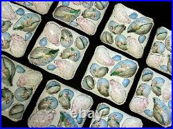 Set of 10 Antique Hand Painted Oyster Plates BSM Austria Gnome on Lobster/Knife