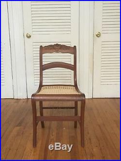 Set of 6 six Victorian hand carved walnut dining side chairs cane seats 1800s