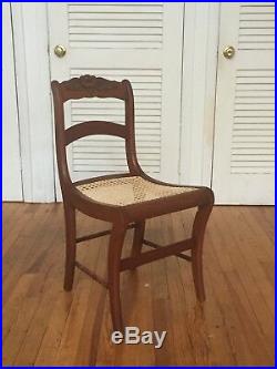 Set of 6 six Victorian hand carved walnut dining side chairs cane seats 1800s