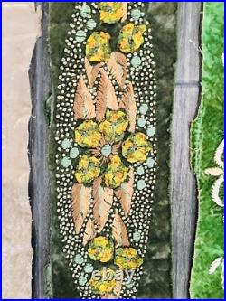 Set of Five Antique Victorian Hand Embroidery Silk on Velvet