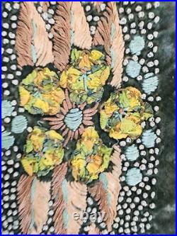 Set of Five Antique Victorian Hand Embroidery Silk on Velvet