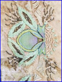 Set of Five Antique Victorian Hand Embroidery Silk on Velvet