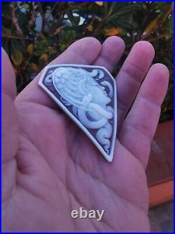 Shell Cameo Medusa Large Fine Quality Victorian Hand Engraved Brooch Pendant Top