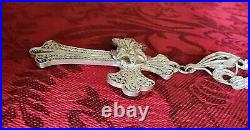 Signed Sterling Antique Cannetille Large Hand Filigree Cross 18 Necklace 30g