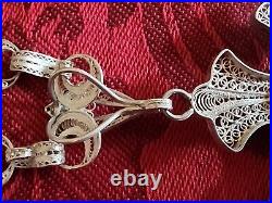 Signed Sterling Antique Cannetille Large Hand Filigree Cross 18 Necklace 30g