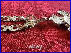 Signed Sterling Antique Cannetille Large Hand Filigree Cross 18 Necklace 30g