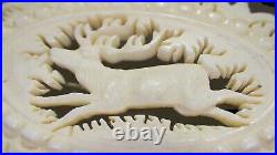 Stunning Antique Victorian Intricate Hand-Carved Bone Running Stag Deer Pin 2