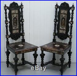 Stunning Hand Made Italian 19th Century Ebonised & Bronze Chairs 17th Century