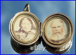 Stunning Rare Victorian 15ct Gold Double Hand Painted Portrait Miniature Locket