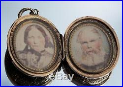 Stunning Rare Victorian 15ct Gold Double Hand Painted Portrait Miniature Locket